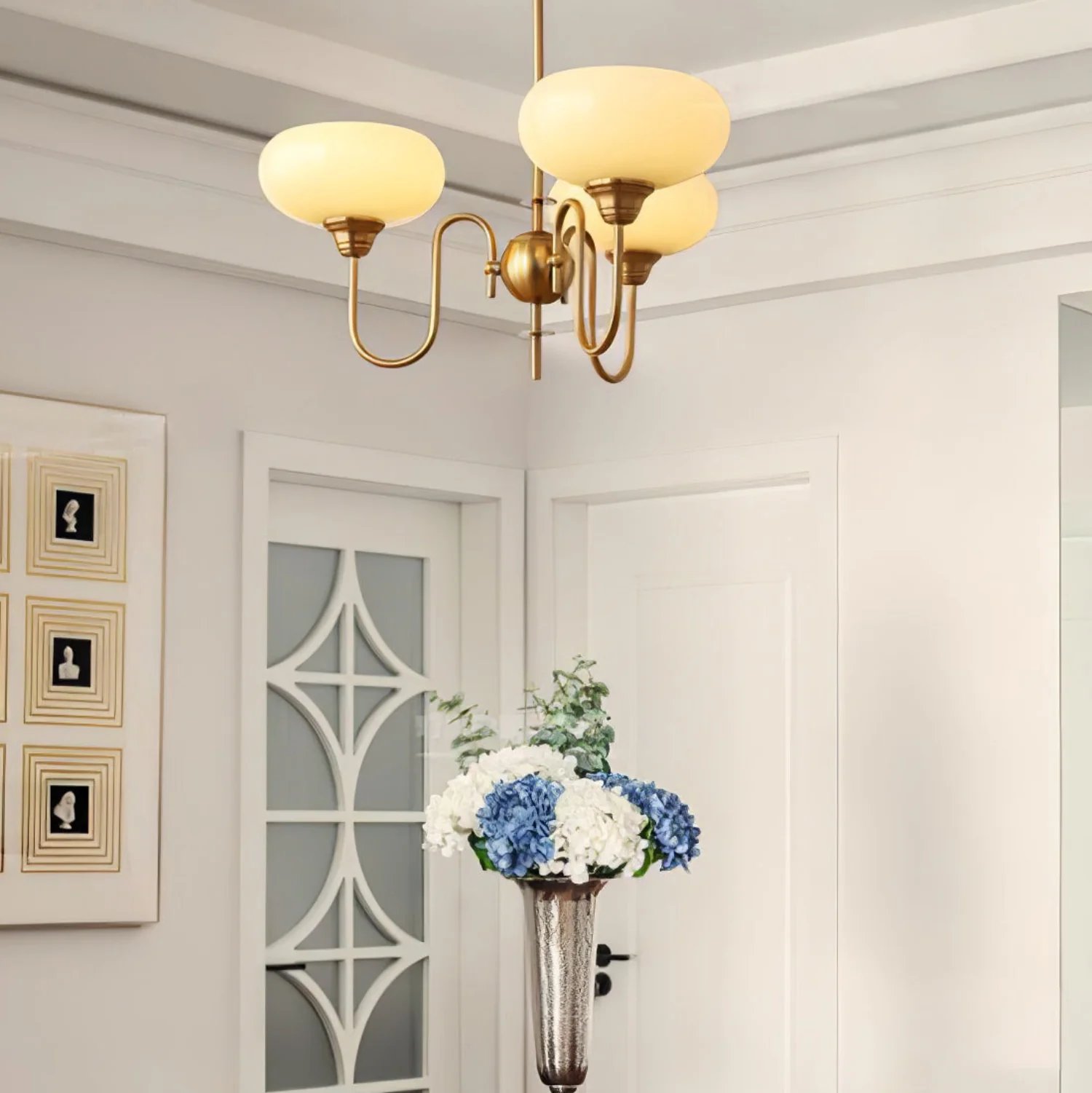 Vintage Creamy Persimmon Glass Chandelier - Image 12