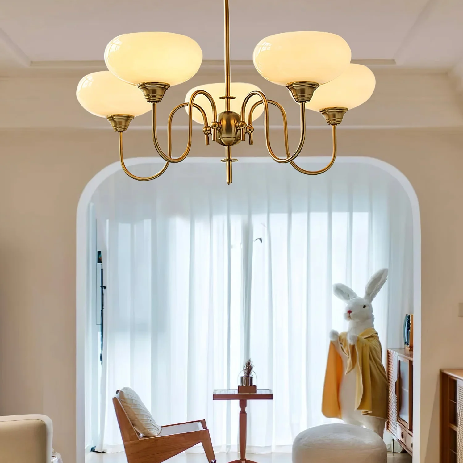 Vintage Creamy Persimmon Glass Chandelier - Image 16