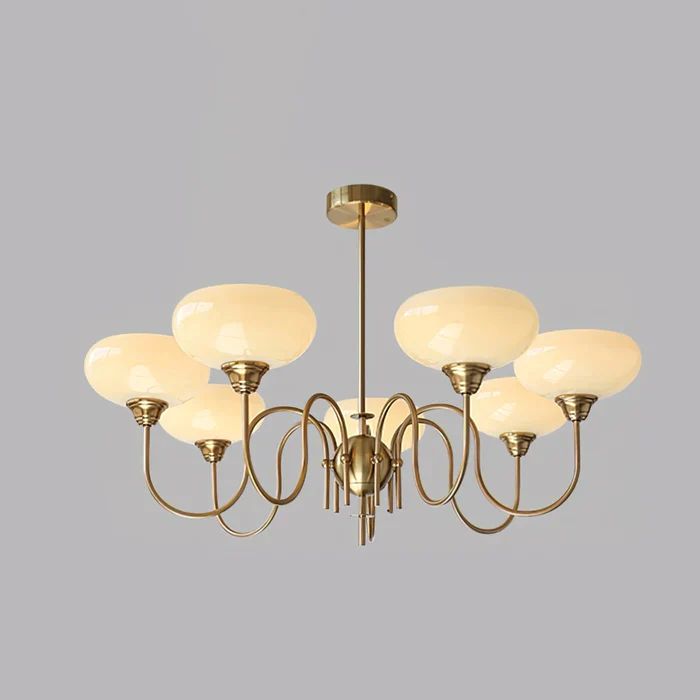 Vintage Creamy Persimmon Glass Chandelier - Image 18