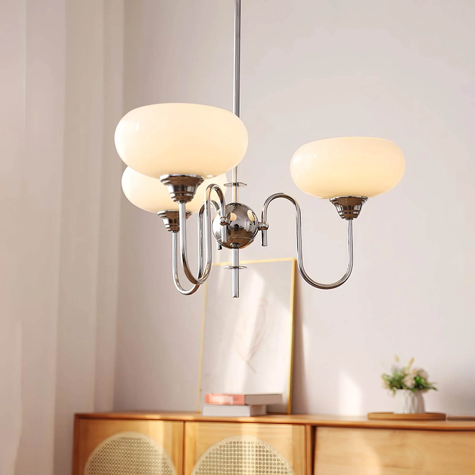 Vintage Creamy Persimmon Glass Chandelier - Image 22