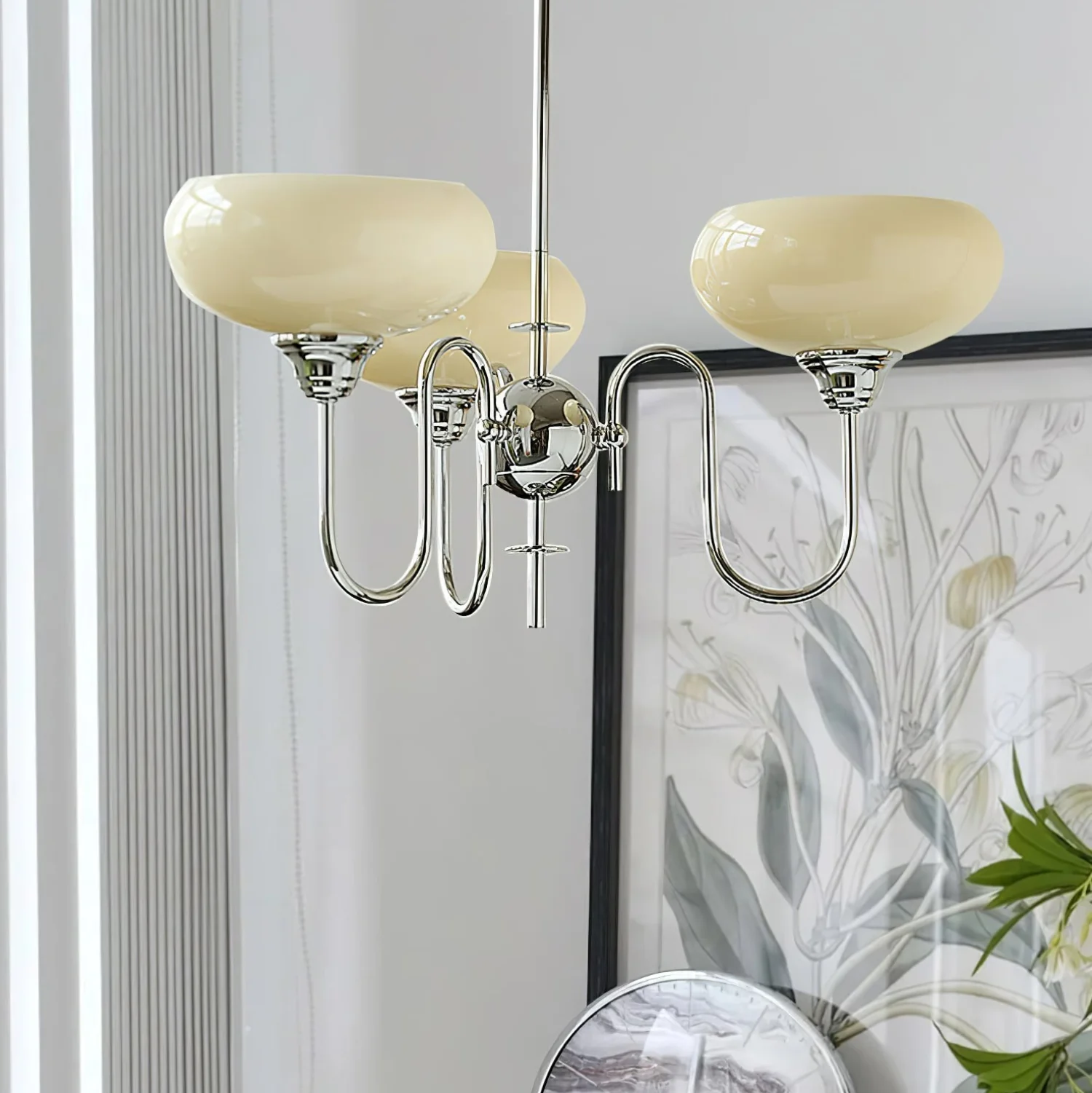 Vintage Creamy Persimmon Glass Chandelier - Image 23