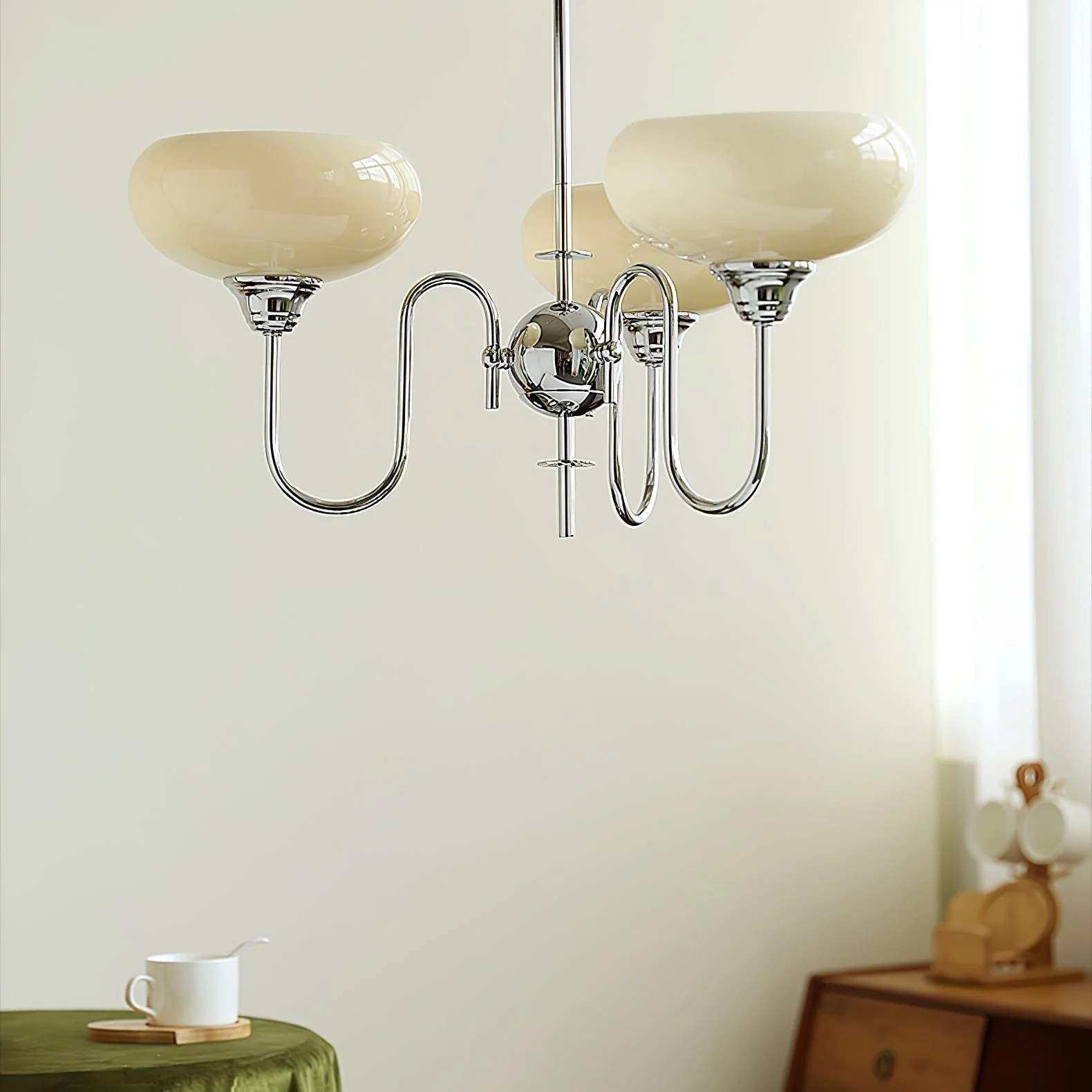 Vintage Creamy Persimmon Glass Chandelier - Image 24