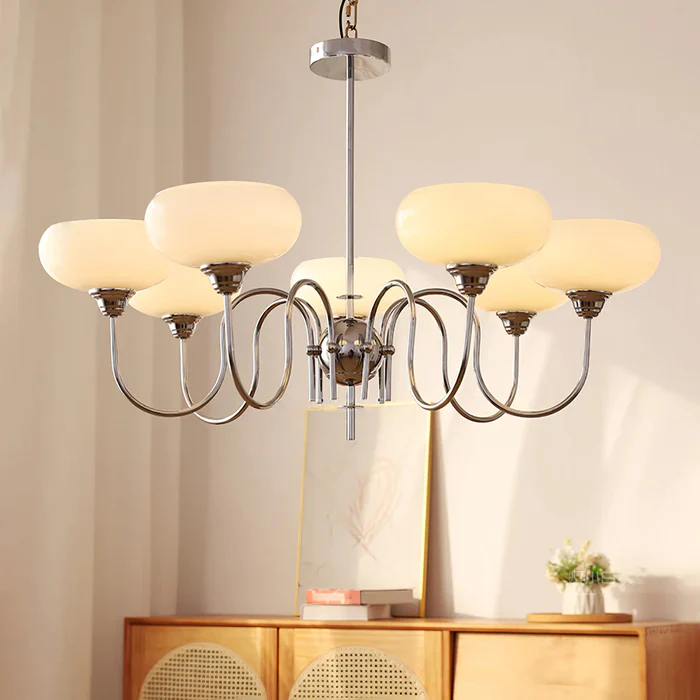 Vintage Creamy Persimmon Glass Chandelier - Image 29