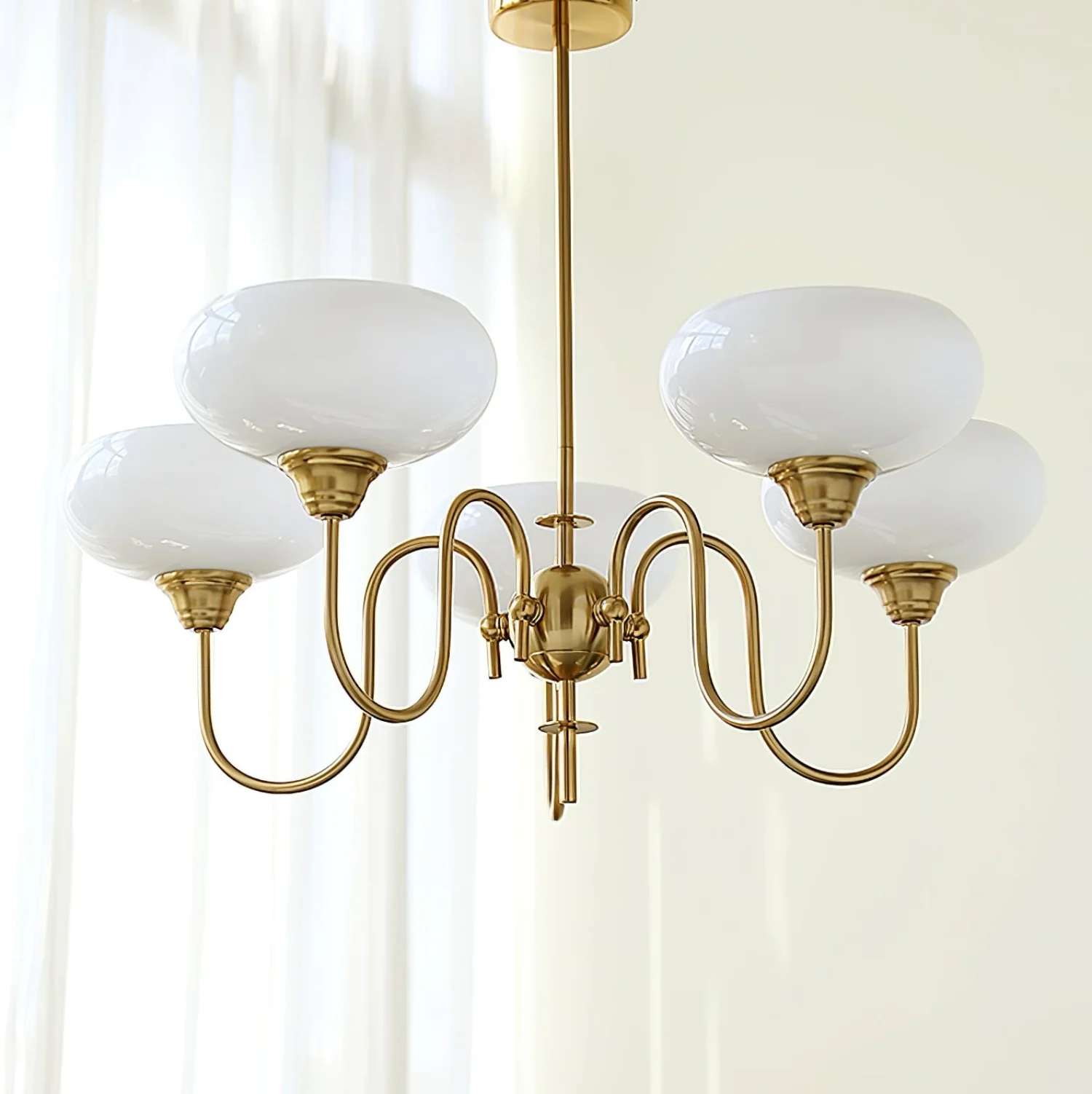 Vintage Creamy Persimmon Glass Chandelier - Image 4