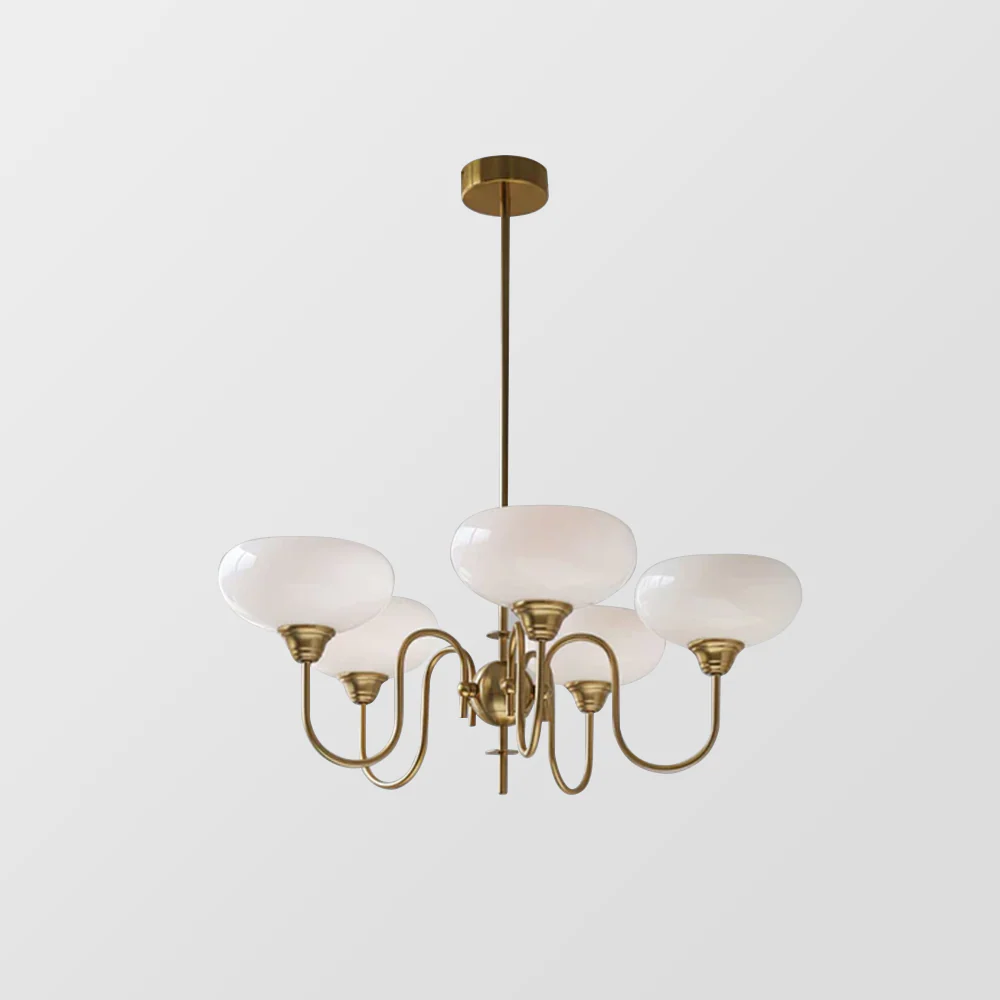 Vintage Creamy Persimmon Glass Chandelier - Image 5