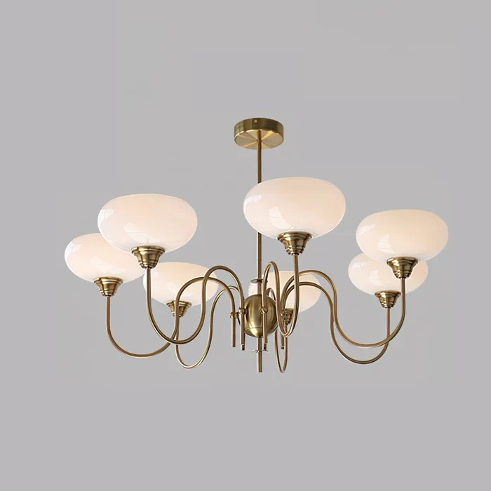 Vintage Creamy Persimmon Glass Chandelier - Image 6