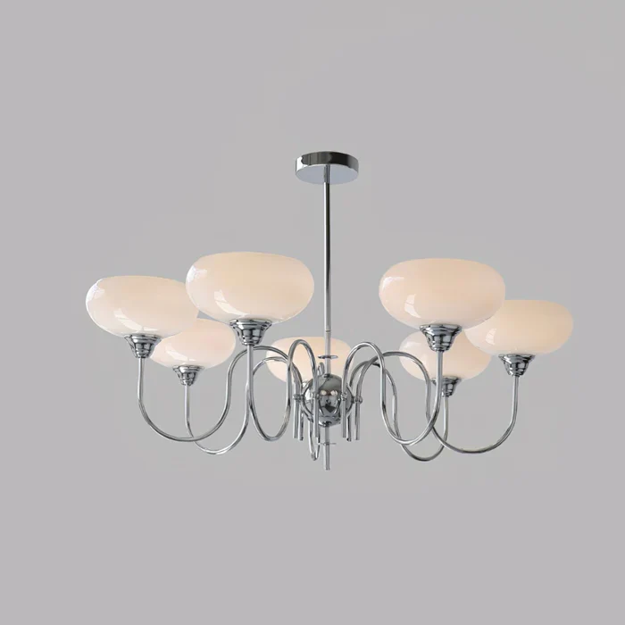 Vintage Creamy Persimmon Glass Chandelier - Image 9