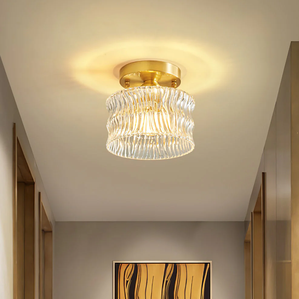 Vintage Crystal Clear Glass Ceiling Light Hallway - Image 3
