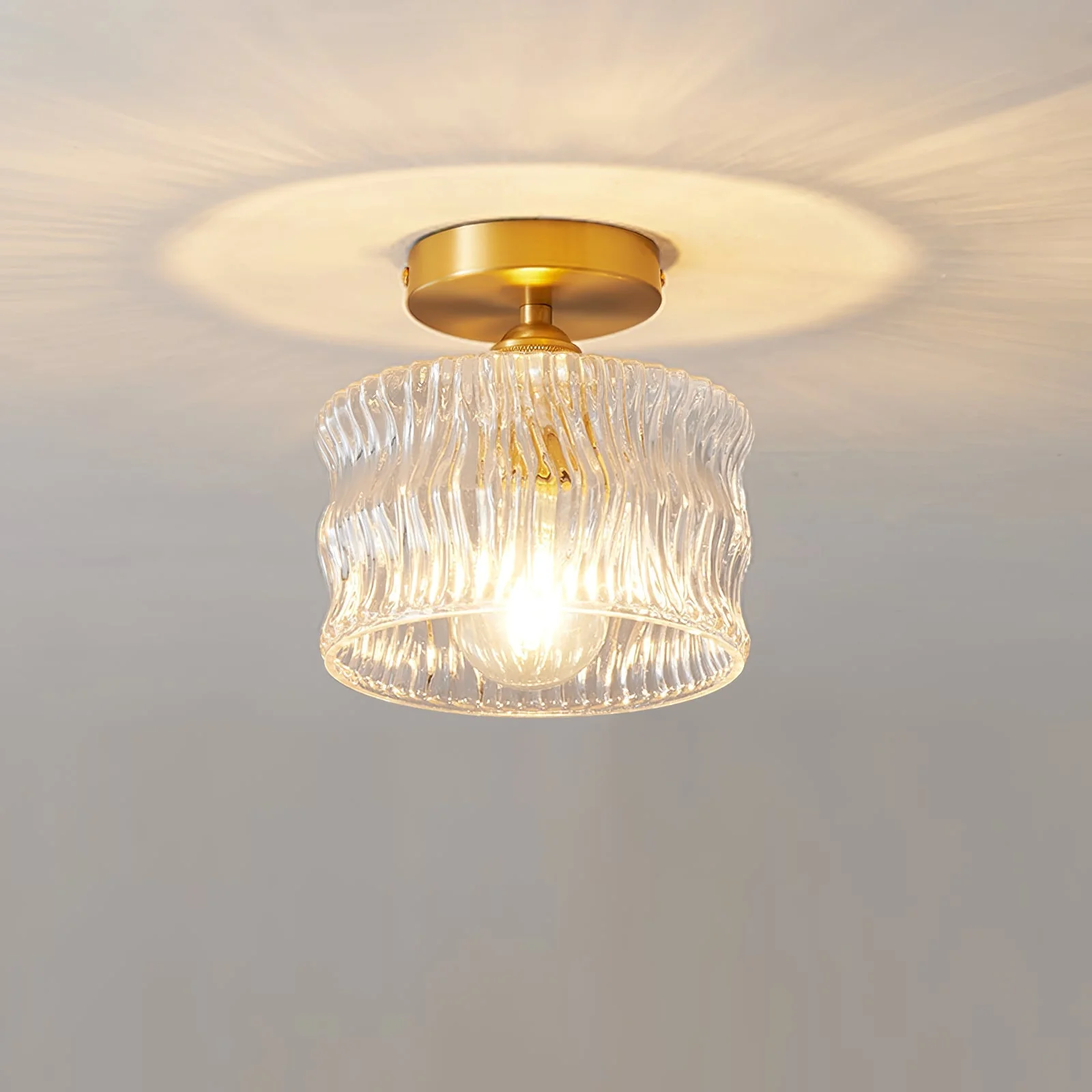 Vintage Crystal Clear Glass Ceiling Light Hallway - Image 4
