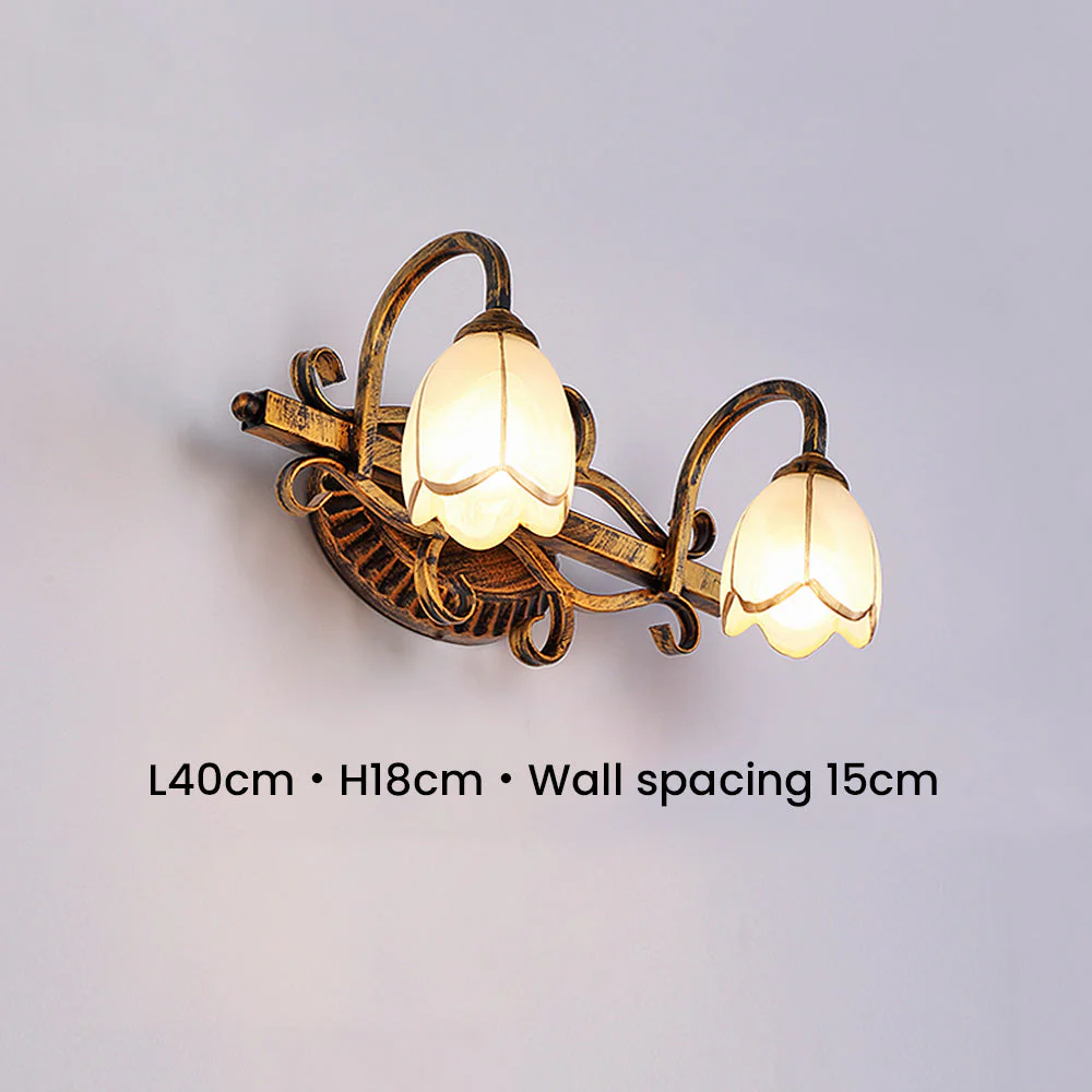 Vintage Flower Shape Gold Bathroom Vanity Wall Lighting - Image 3