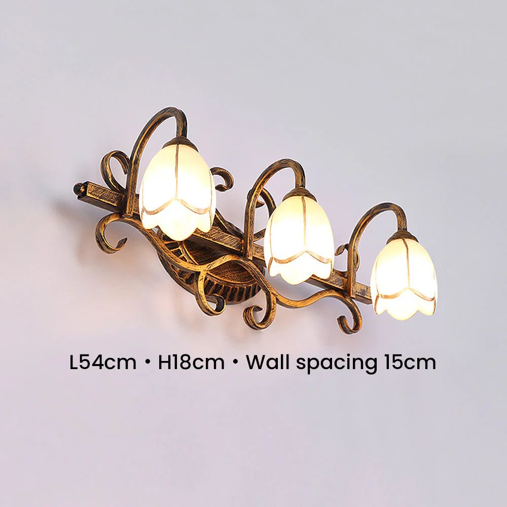 Vintage Flower Shape Gold Bathroom Vanity Wall Lighting - Image 5
