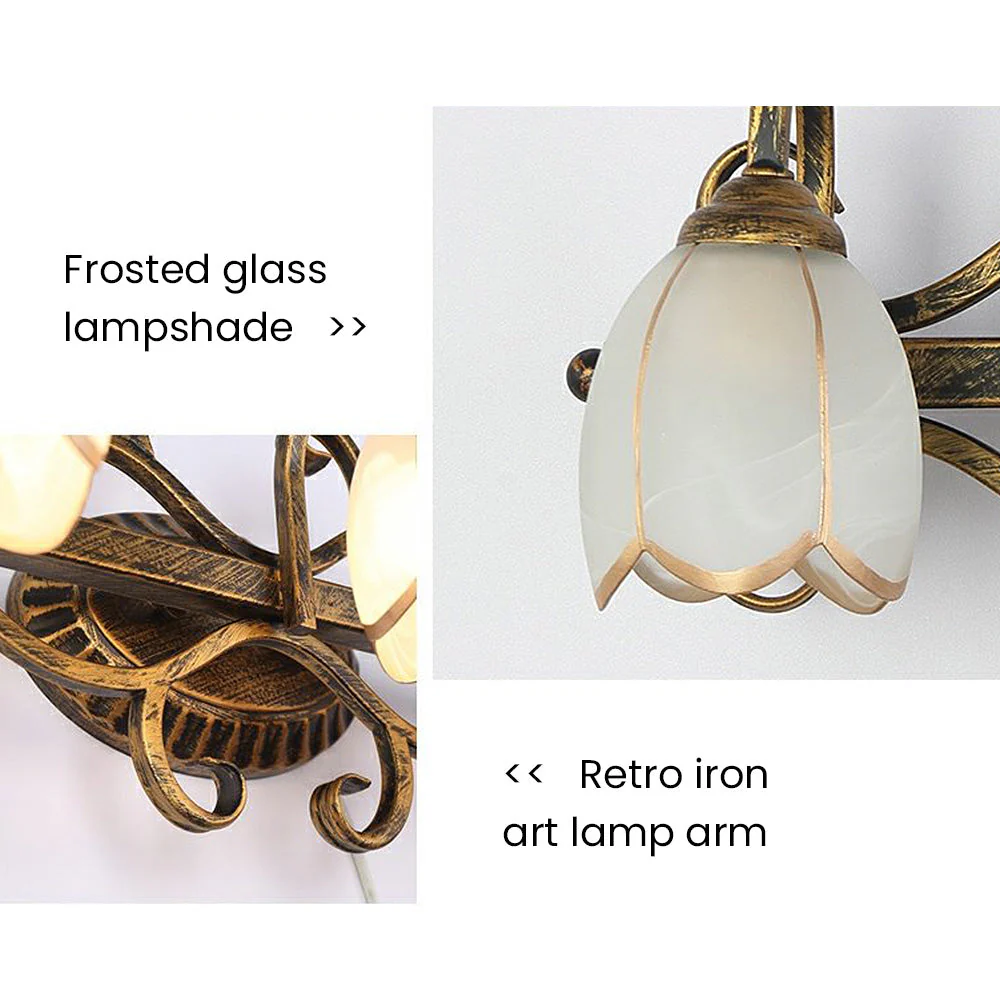 Vintage Flower Shape Gold Bathroom Vanity Wall Lighting - Image 6