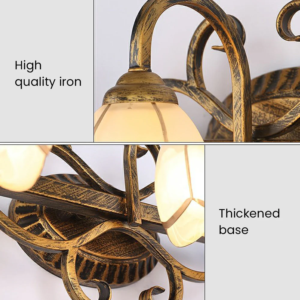 Vintage Flower Shape Gold Bathroom Vanity Wall Lighting - Image 8