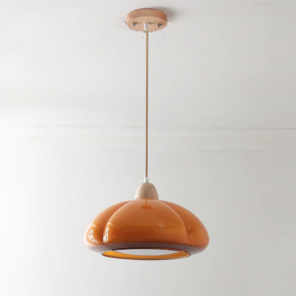 Vintage Glass Pumpkin Pendant Light - Image 11