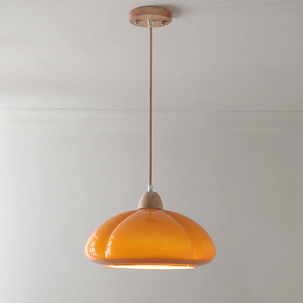 Vintage Glass Pumpkin Pendant Light - Image 7