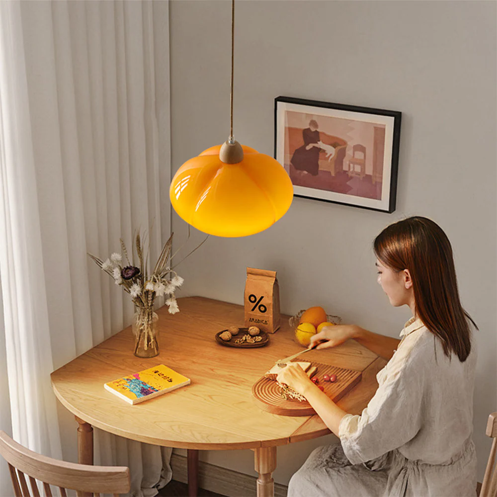 Vintage Glass Pumpkin Pendant Light - Image 8