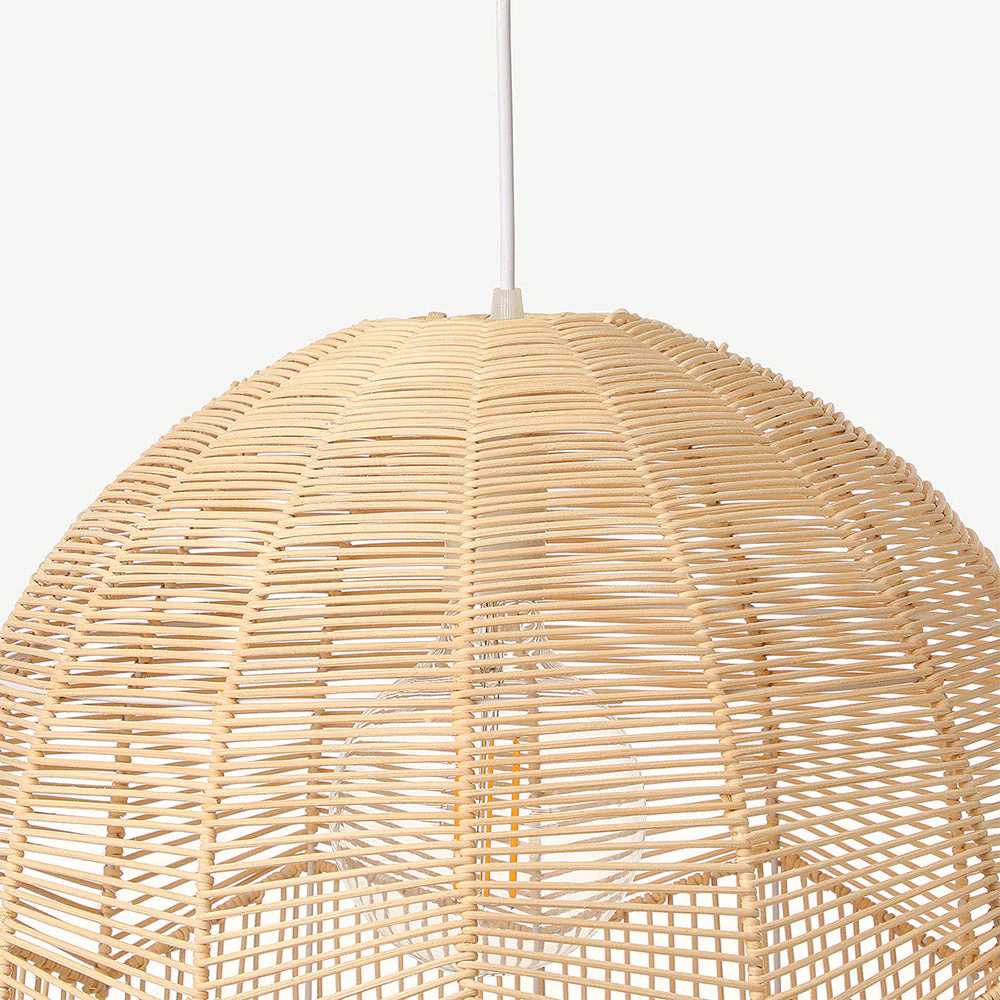 Vintage Handmade Basket Rattan Round Shades Pendant Light - Image 16