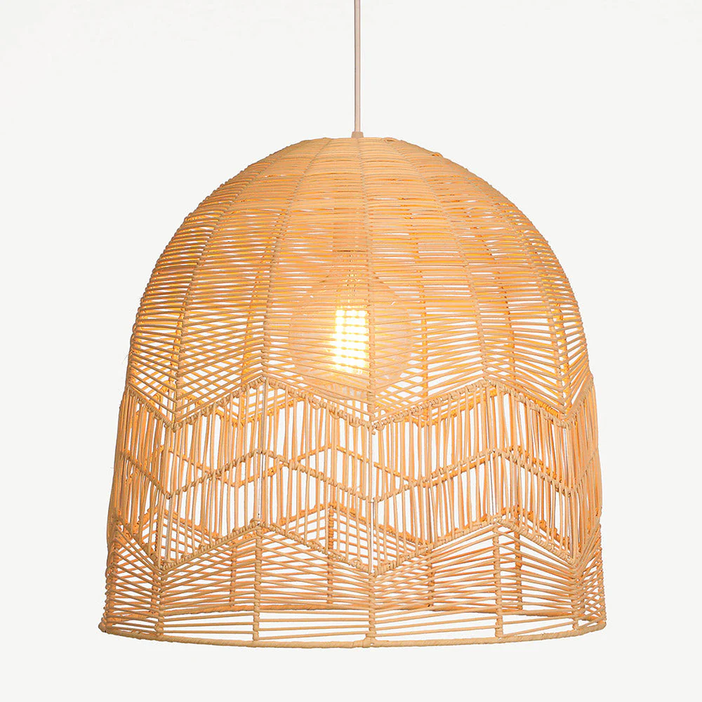 Vintage Handmade Basket Rattan Round Shades Pendant Light - Image 17