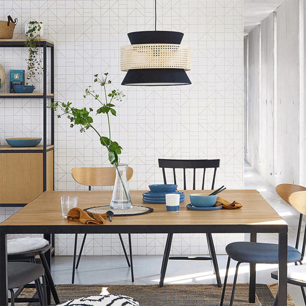 Vintage Handmade Fabric Rattan Pendant Light - Image 2