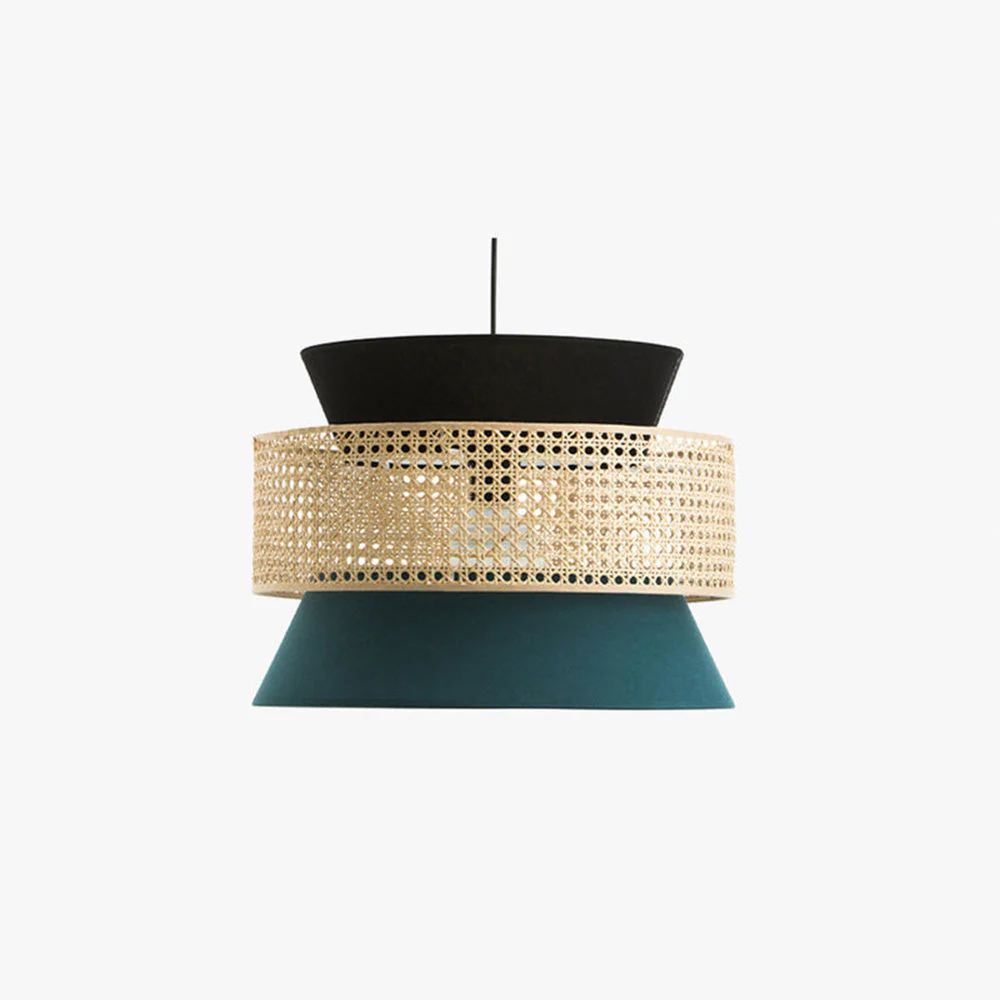 Vintage Handmade Fabric Rattan Pendant Light - Image 4