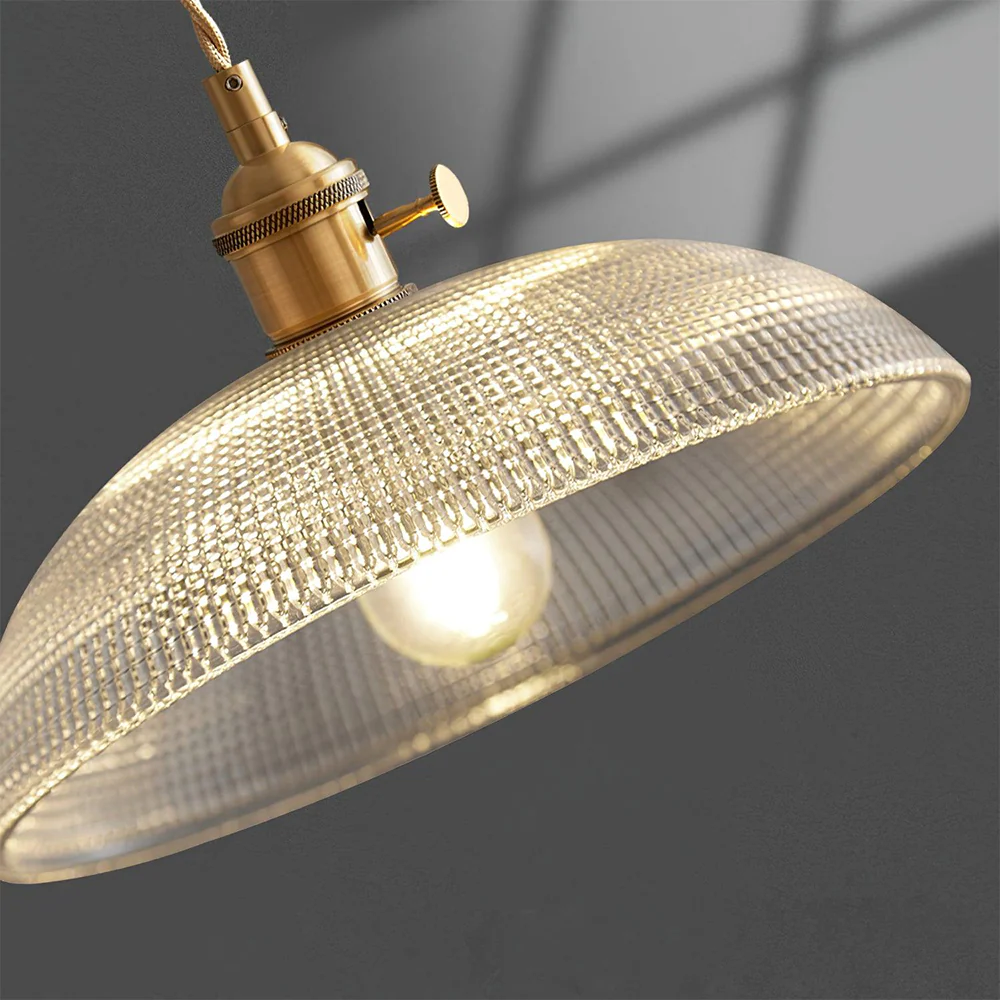 Vintage INS Glass Ribbed Pendant Light - Image 10