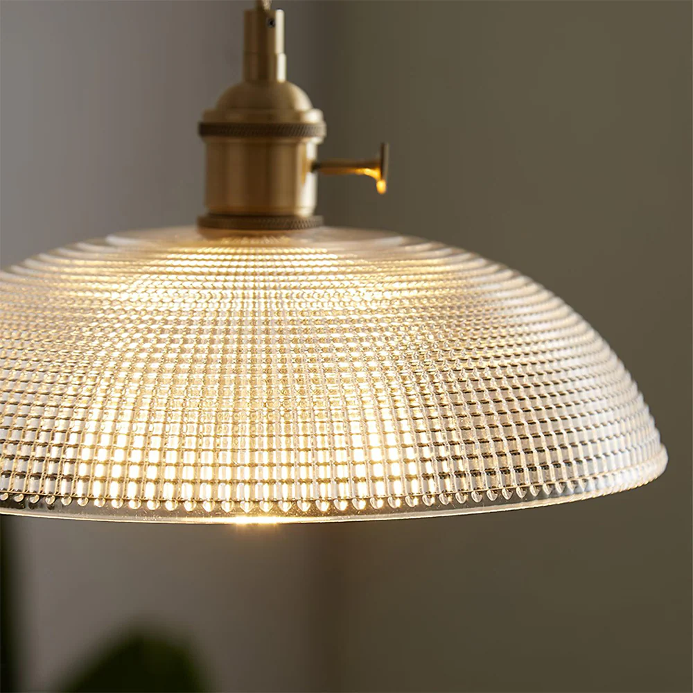 Vintage INS Glass Ribbed Pendant Light - Image 11