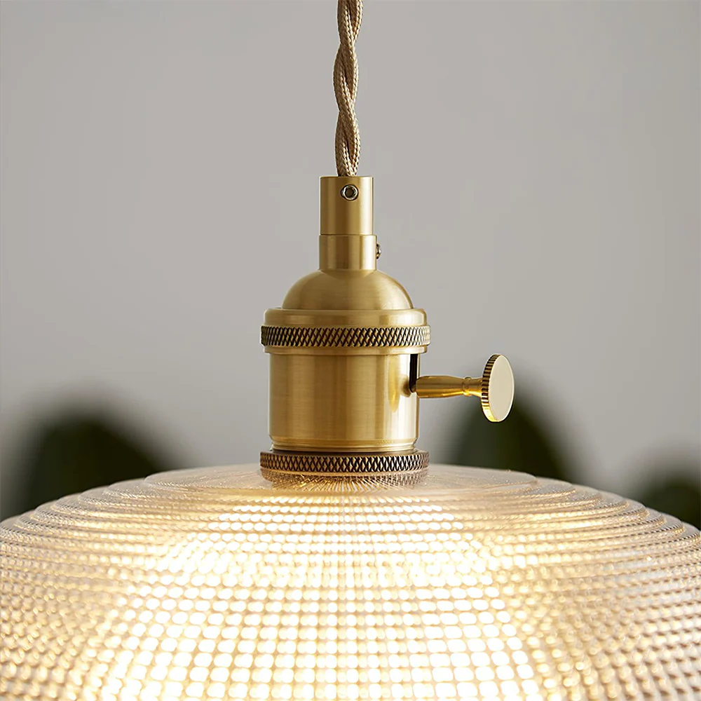 Vintage INS Glass Ribbed Pendant Light - Image 12