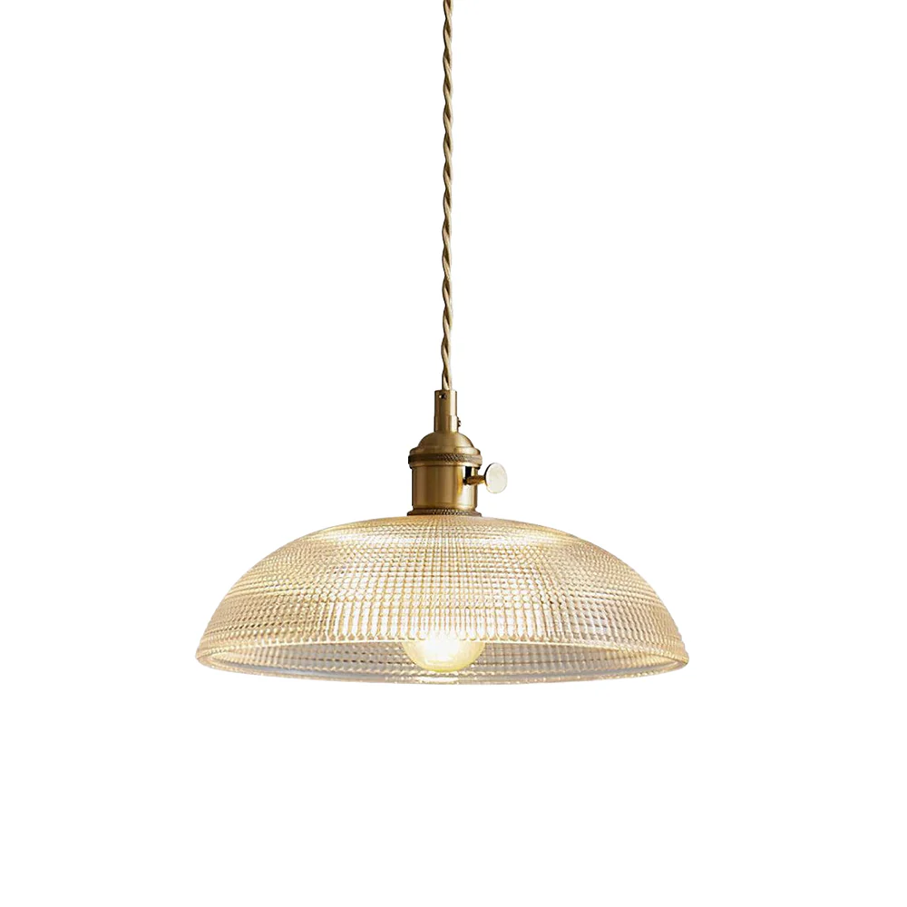 Vintage INS Glass Ribbed Pendant Light - Image 16