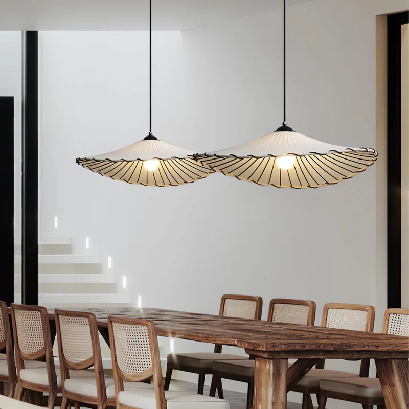 Vintage Lotus Leaf Fabric Pendant Light - Image 12