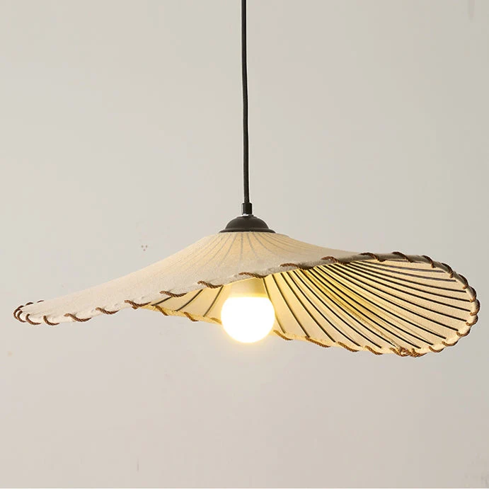 Vintage Lotus Leaf Fabric Pendant Light - Image 14