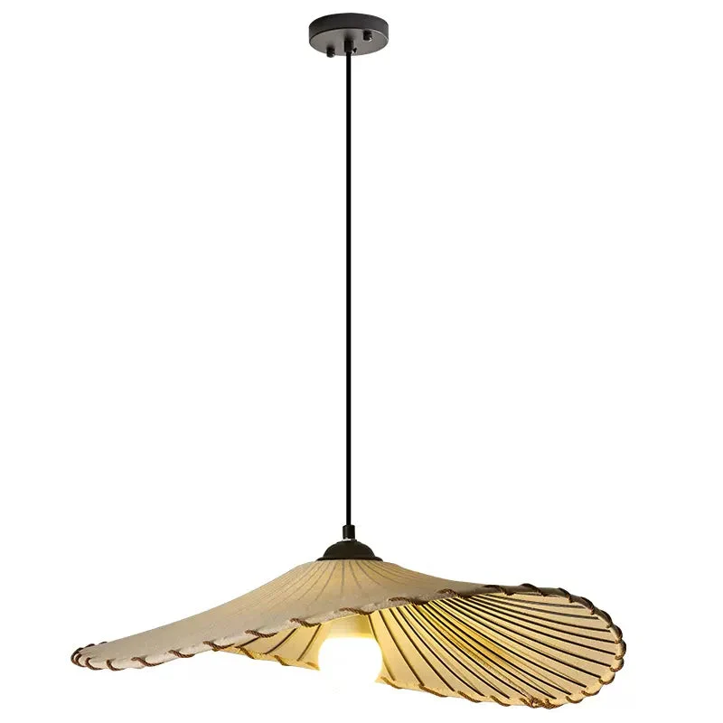 Vintage Lotus Leaf Fabric Pendant Light - Image 16