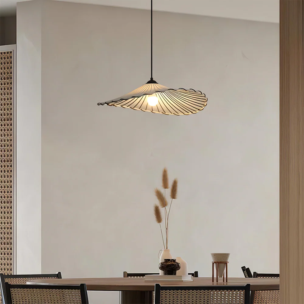 Vintage Lotus Leaf Fabric Pendant Light - Image 4