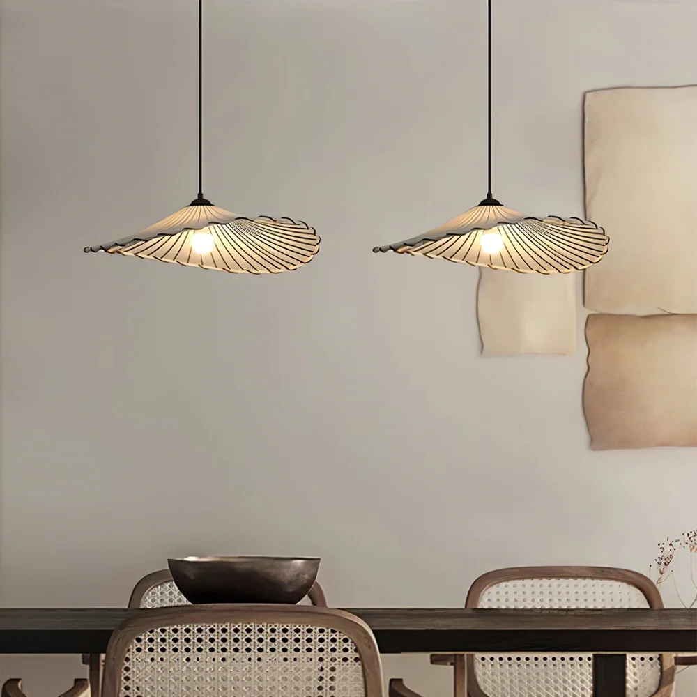 Vintage Lotus Leaf Fabric Pendant Light - Image 5