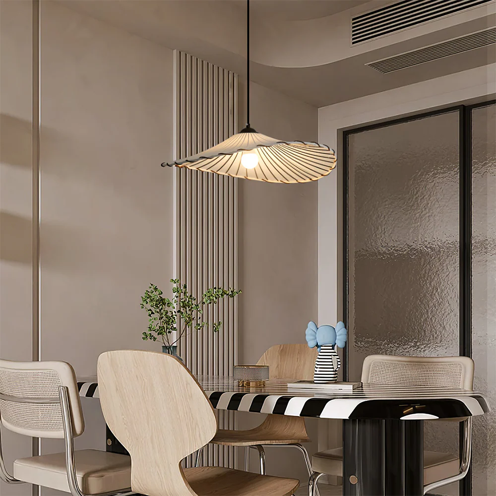 Vintage Lotus Leaf Fabric Pendant Light - Image 7
