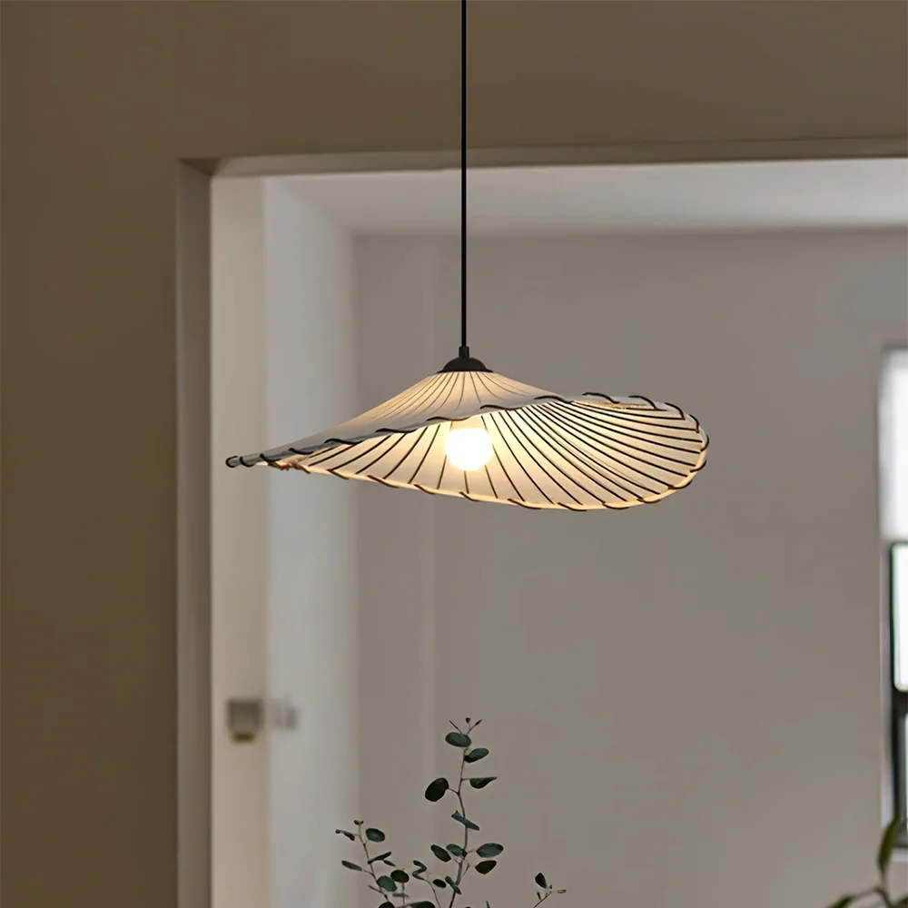Vintage Lotus Leaf Fabric Pendant Light - Image 9