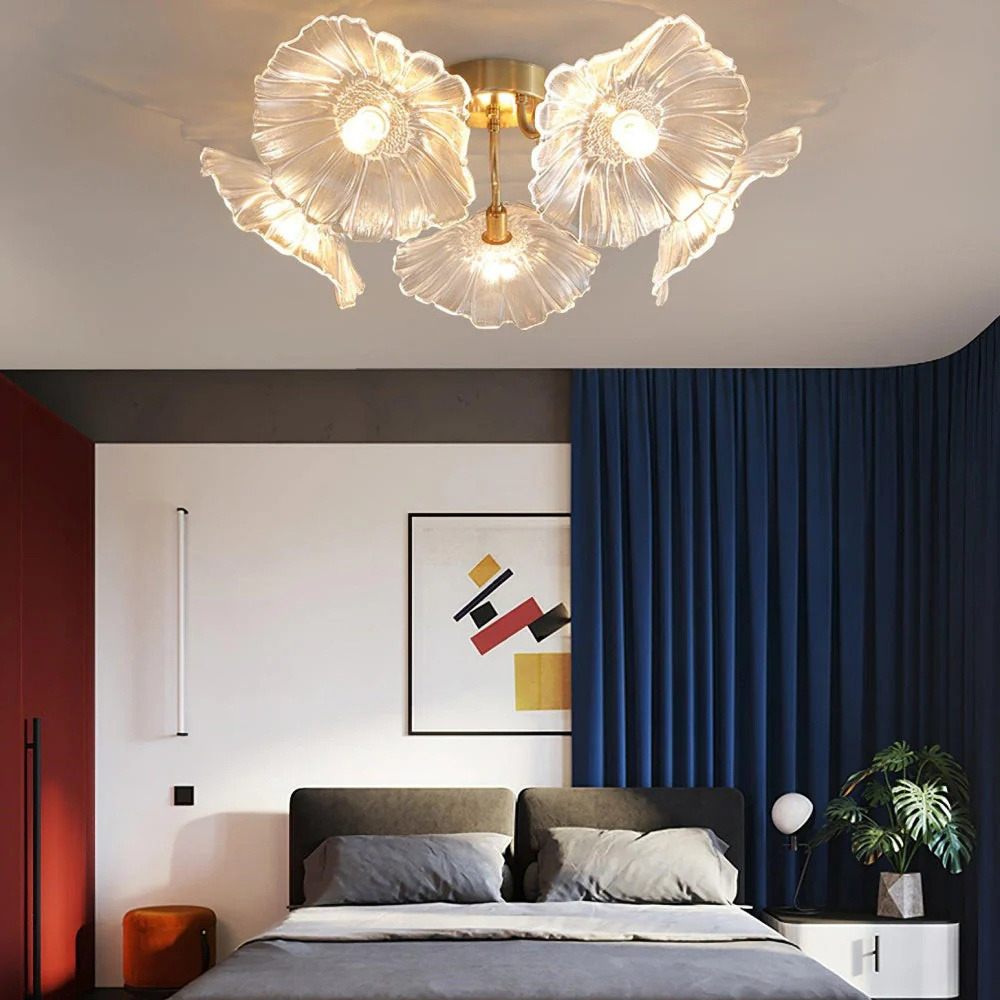Vintage Lotus Leaf Glass Ceiling Light - Image 10