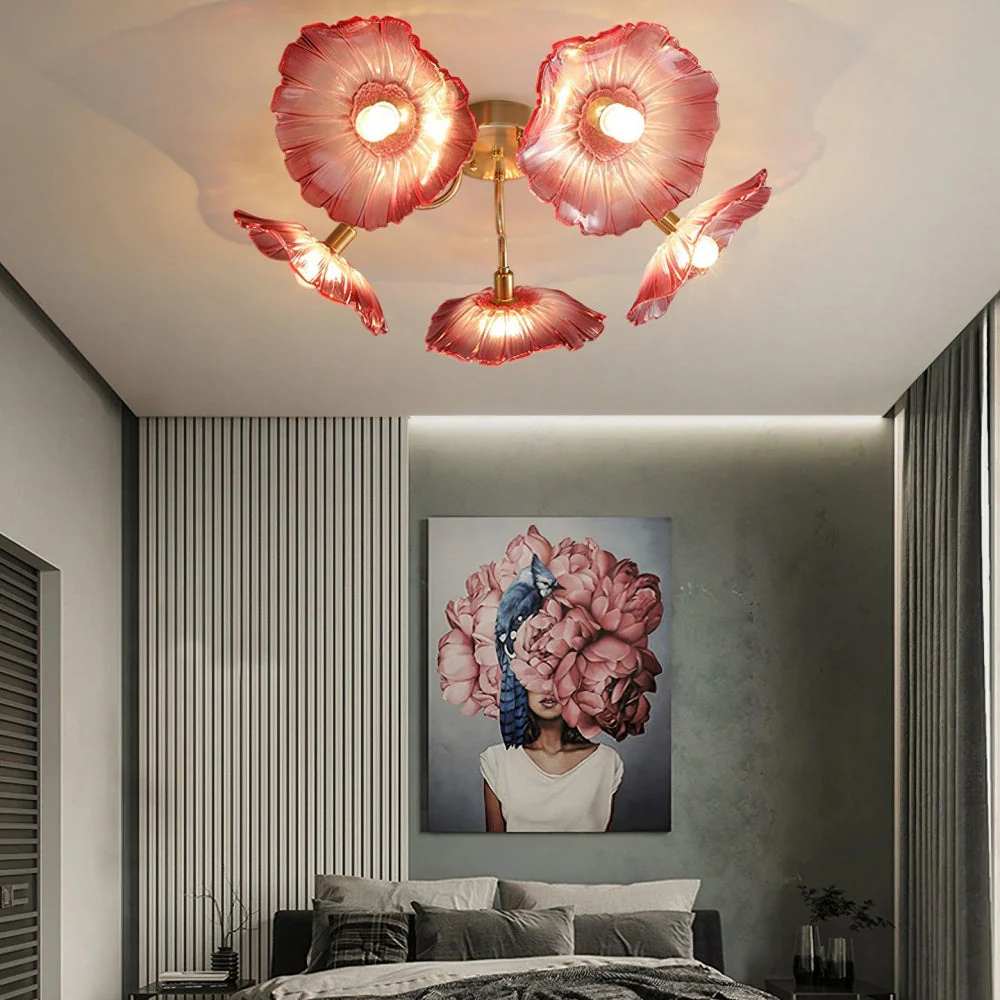 Vintage Lotus Leaf Glass Ceiling Light - Image 20