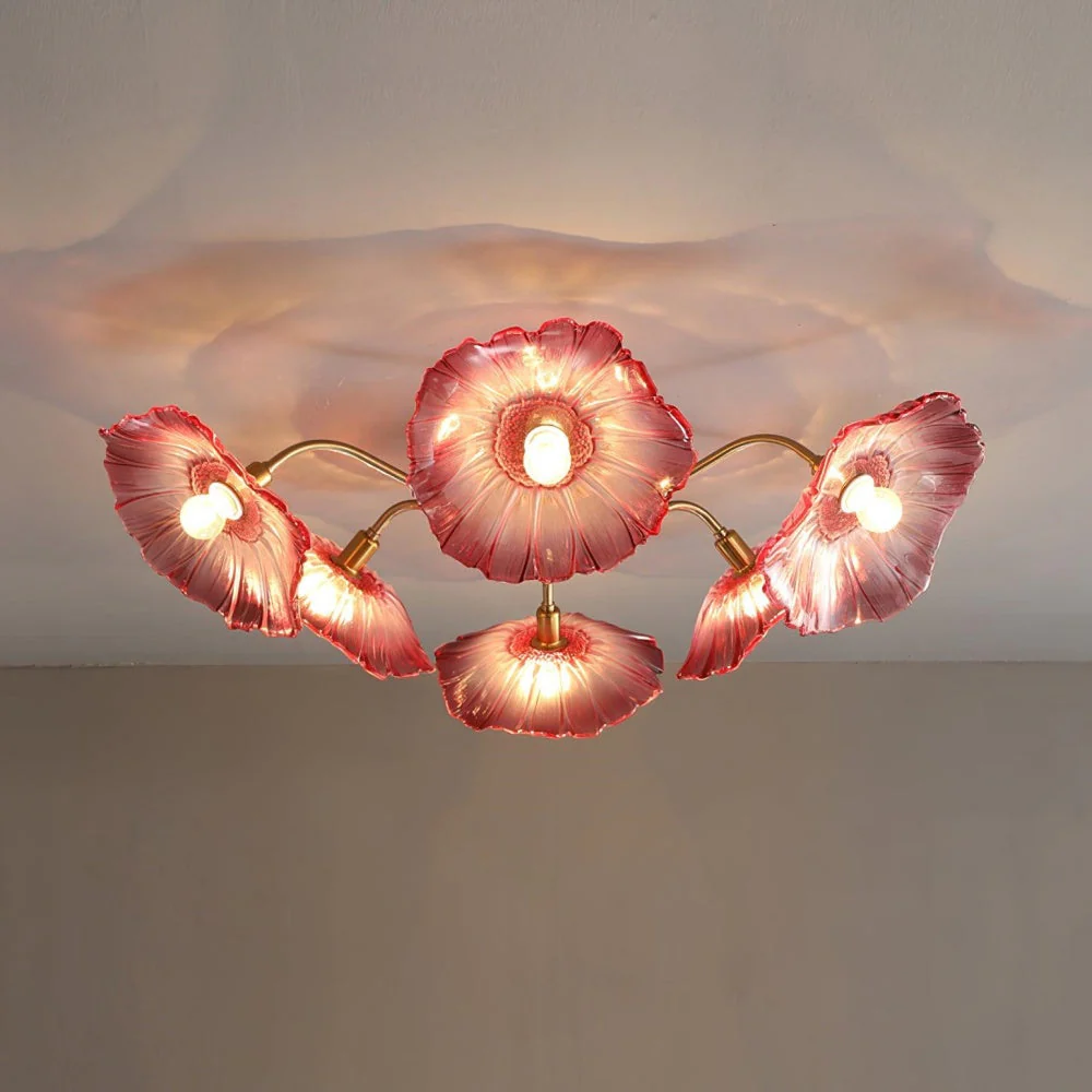 Vintage Lotus Leaf Glass Ceiling Light - Image 21