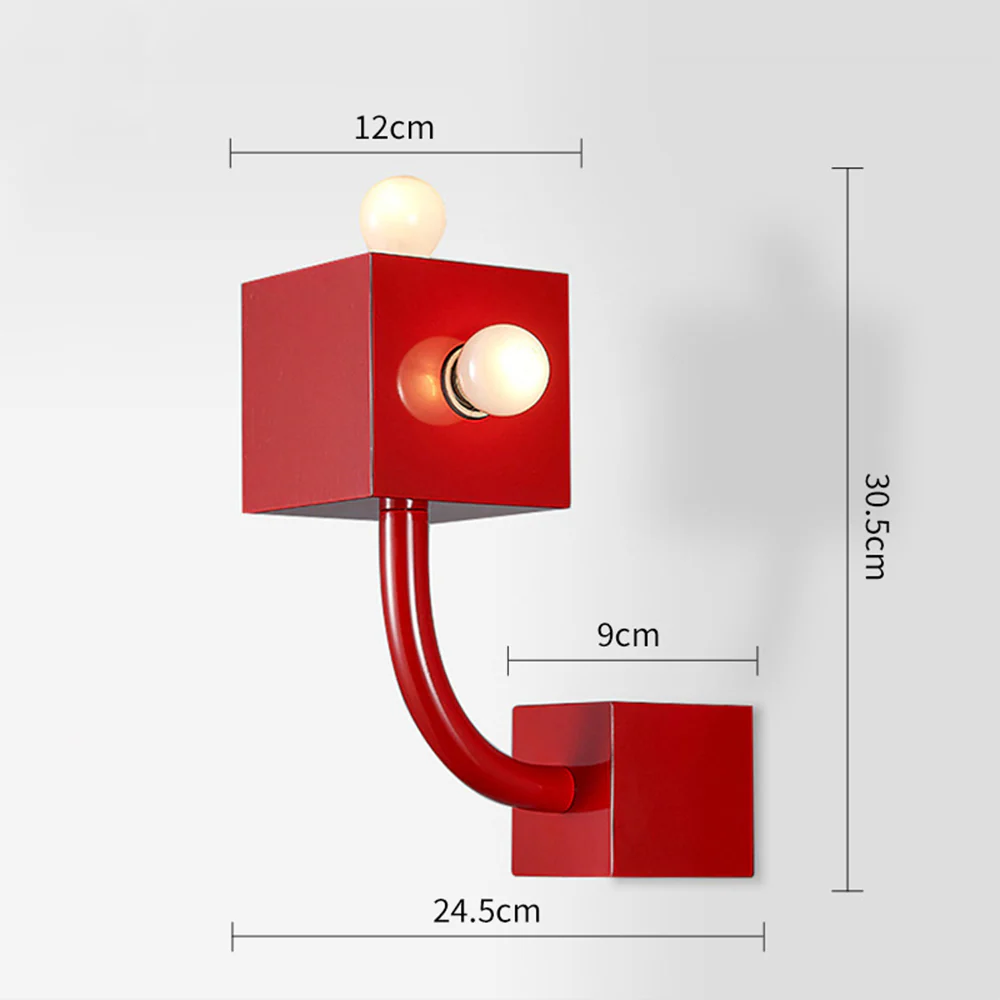 Vintage Metal Red Wall Lamp - Image 12