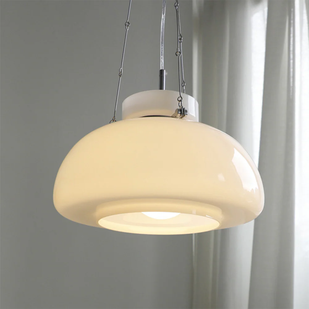 Vintage Milk Dome Glass Pendant Light