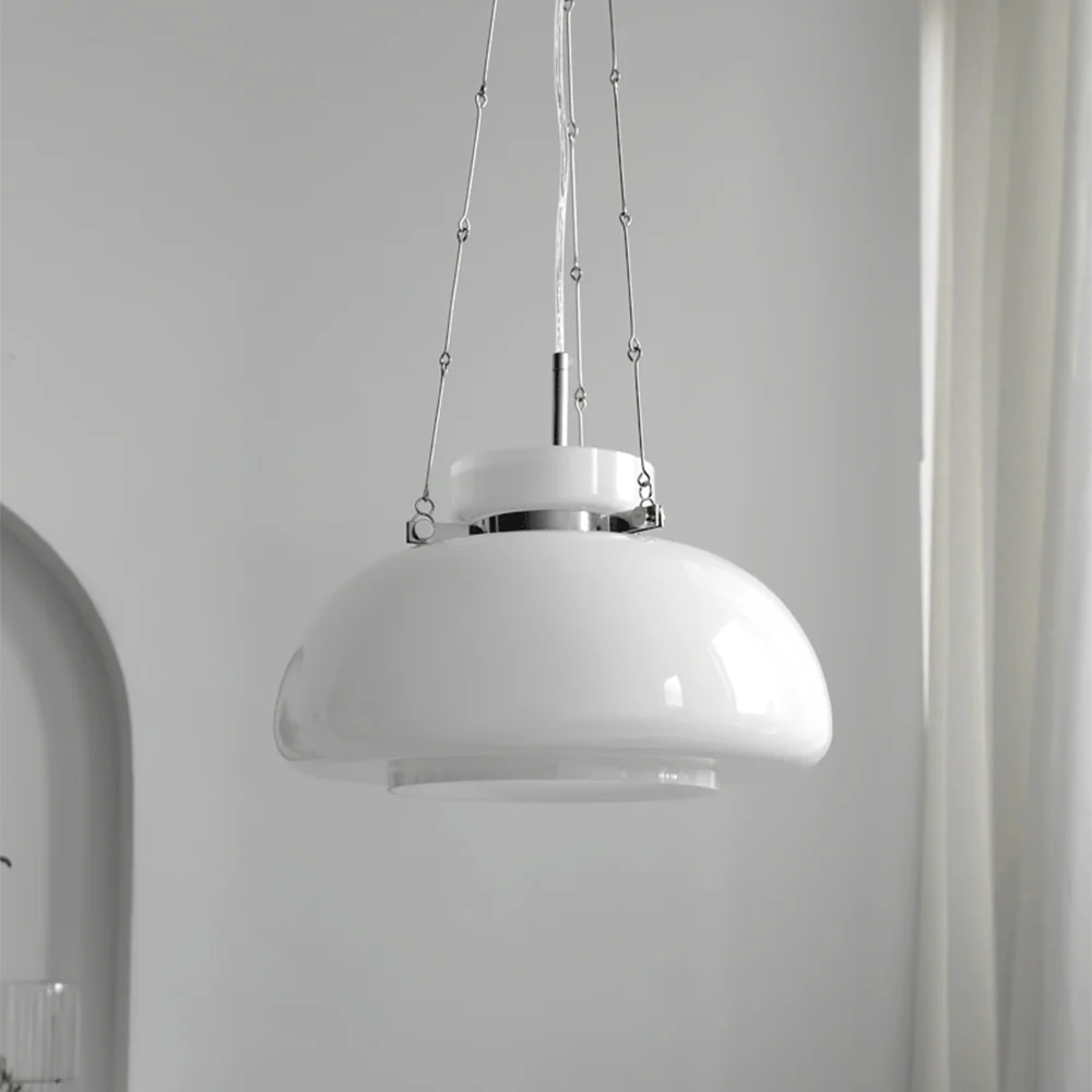 Vintage Milk Dome Glass Pendant Light - Image 10