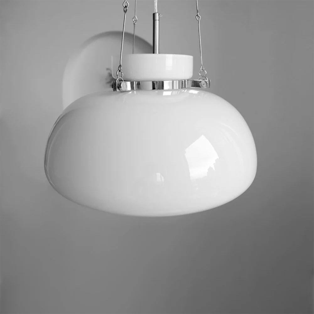 Vintage Milk Dome Glass Pendant Light - Image 11
