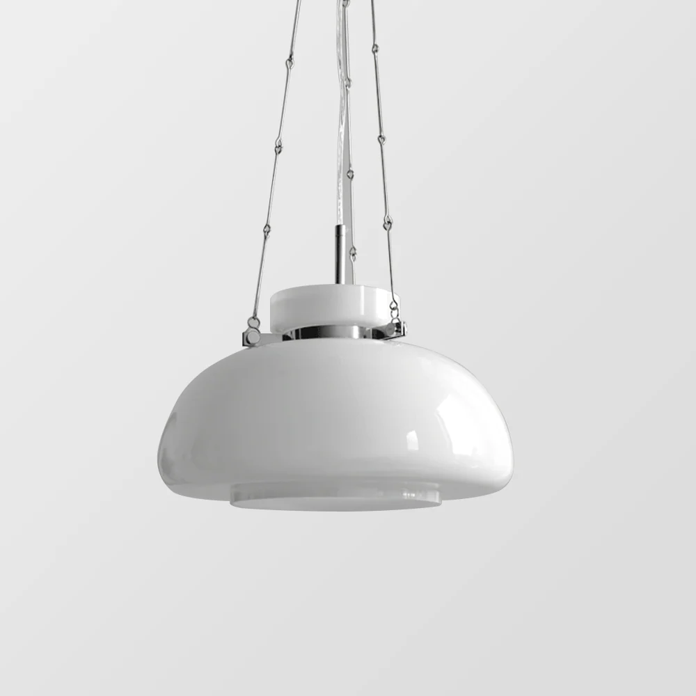 Vintage Milk Dome Glass Pendant Light - Image 12