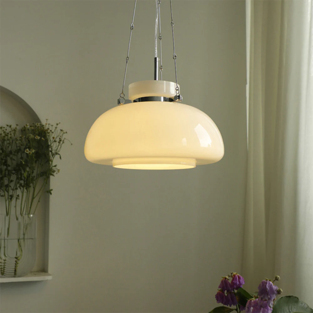 Vintage Milk Dome Glass Pendant Light - Image 2