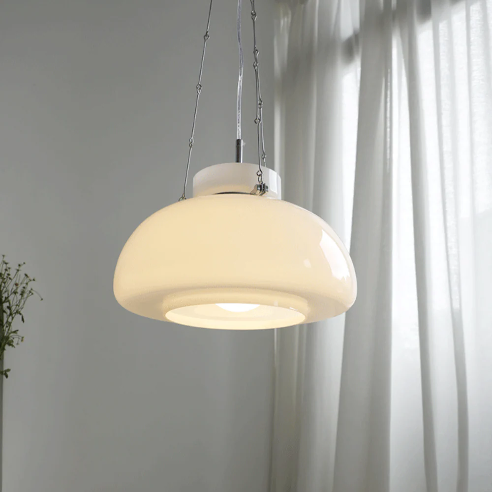 Vintage Milk Dome Glass Pendant Light - Image 8