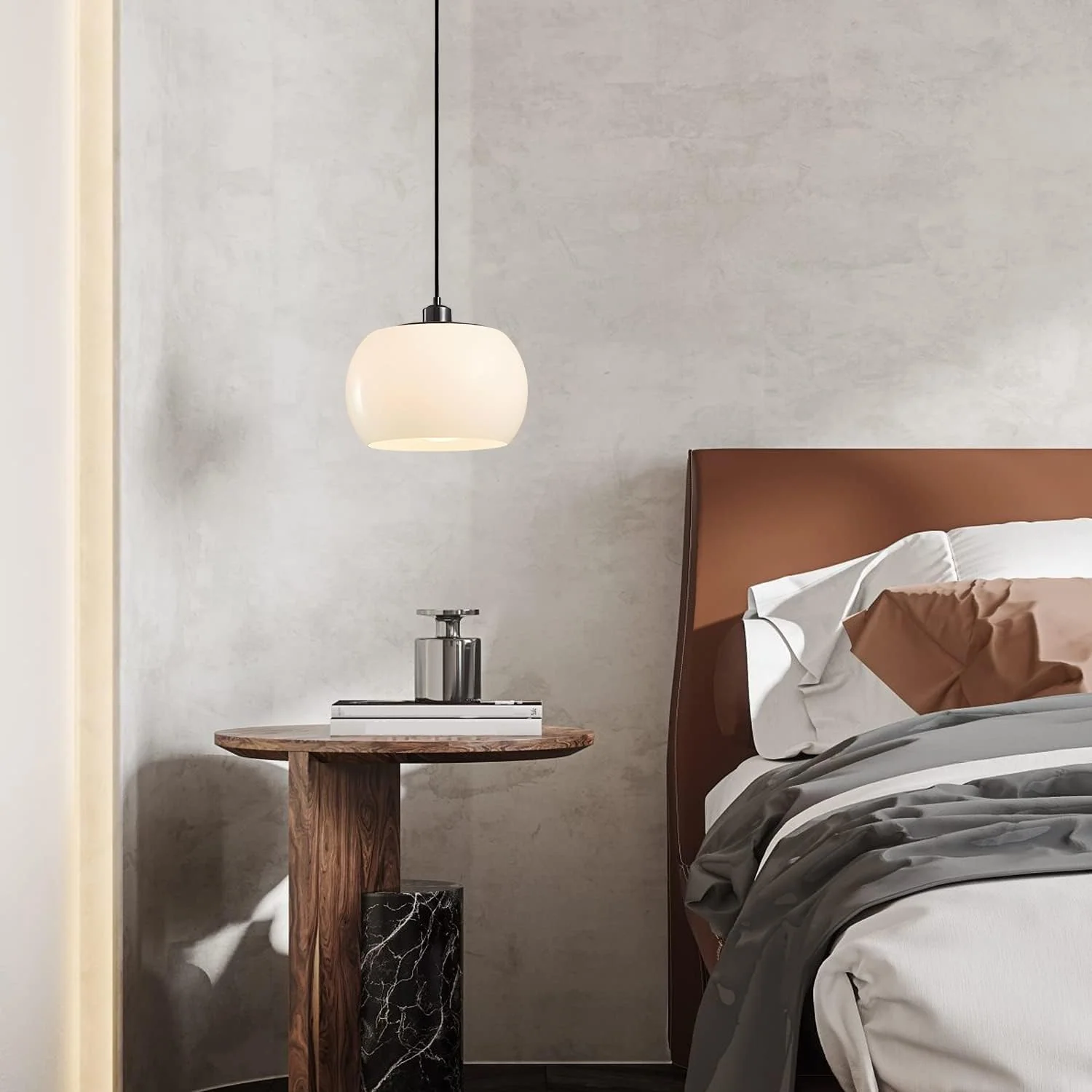 Vintage Milk White Glass Pendant Light - Image 4