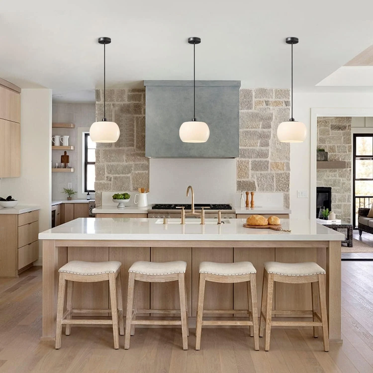 Vintage Milk White Glass Pendant Light - Image 7