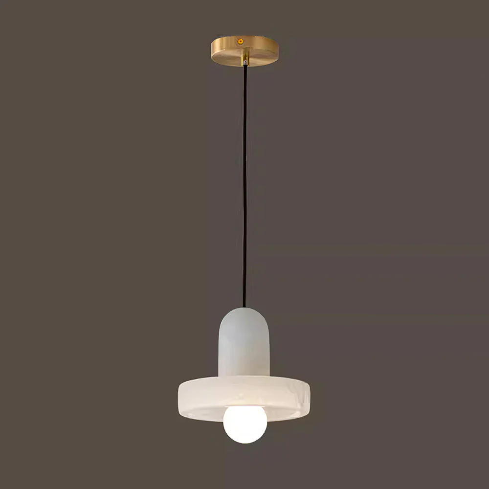 Vintage Mini White Alabaster Bedside Pendant Light - Image 6