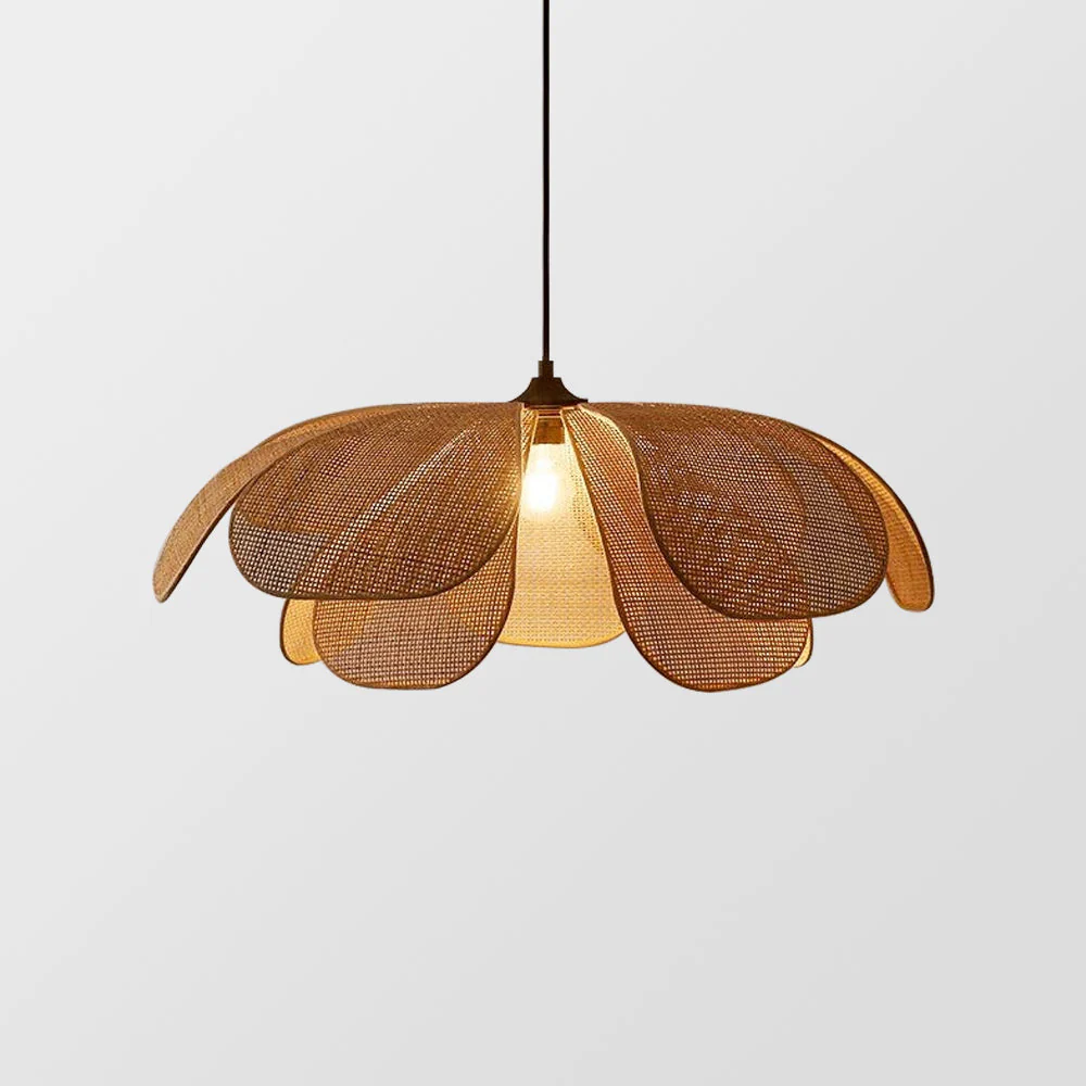 Vintage Petal Rattan Ceiling Pendant Light - Image 29