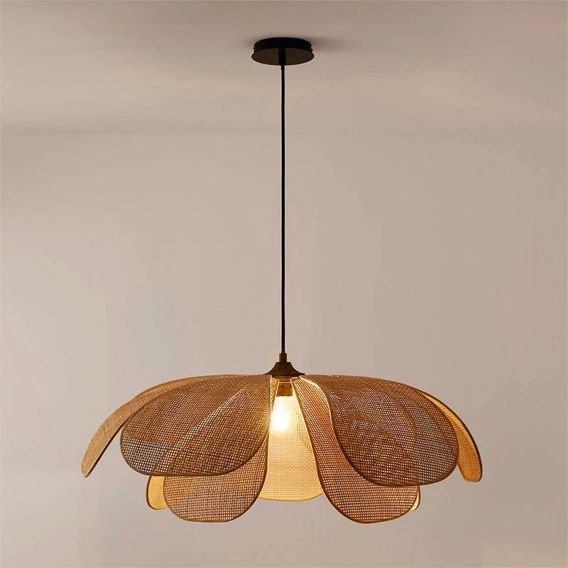 Vintage Petal Rattan Ceiling Pendant Light - Image 30